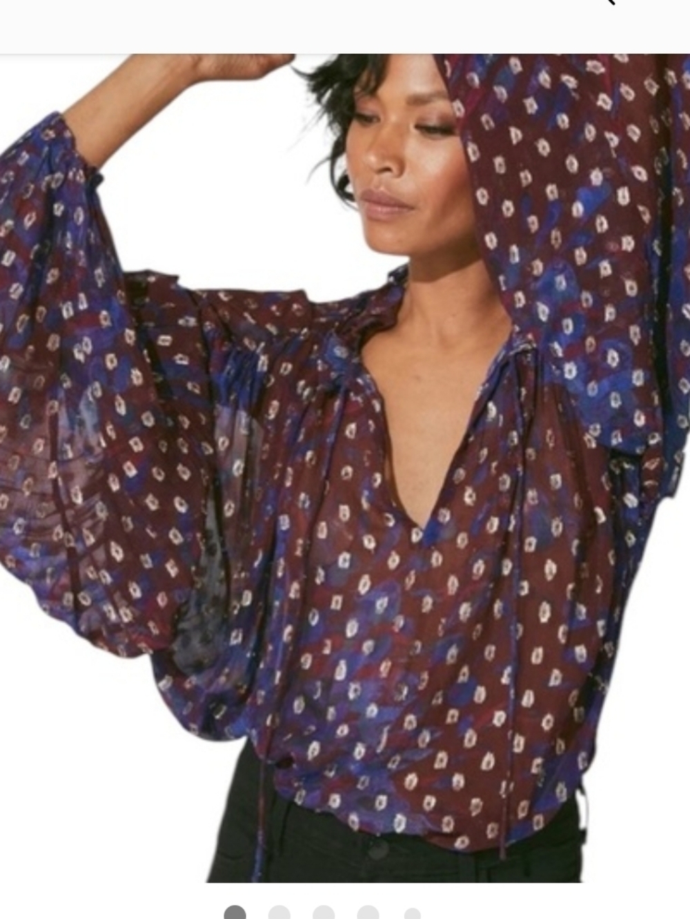 Cleobella Confetti Print Peasant Blouse in Purple and Brown